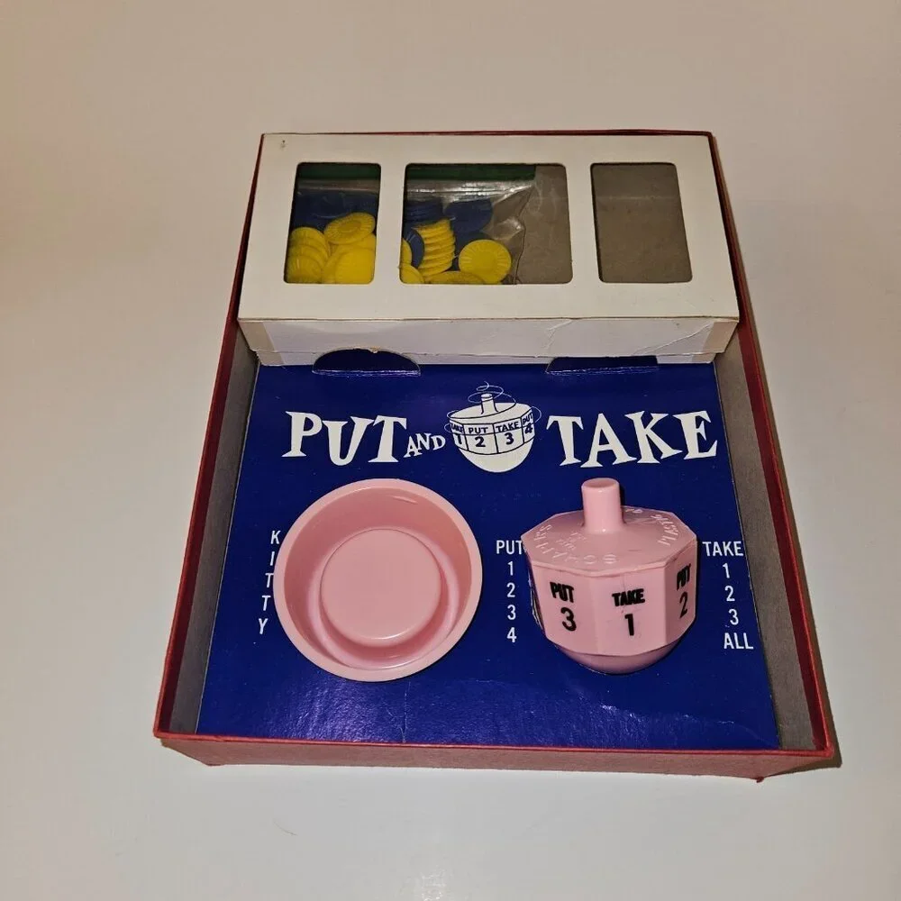 VTG Put & Take Game Pink Spinner Red Yellow Blue Chips Schaper 1965 READ